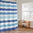 thumbnail image 6 of Ombre Blue White Striped Shower Curtains for Bathroom, Modern Minimalist Abstract Lines Washable Fabric Shower Curtain with Hooks Waterproof Bathroom Decor Sets, 54 x 78 Inches, 6 of 9