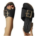 thumbnail image 2 of LOVZFMLL Chunky Sandals for Women 2025 Summer Buckle Slip On Open Toe Heels Sandals for Casual Outdoor Beach Vacation Wedge Sandals Black 7.5, 2 of 7