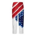 thumbnail image 4 of Fanxing Mens Cotton Linen Pants American Flag Printed Casual Elastic Waistband Pants for Men Outdoor Cargo Jogger Pant Patriotic USA Star Stripes Trousers, 4 of 5
