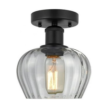 Innovations Lighting  Fenton - 1 Light 7" Semi-Flush Mount Clear/Matte Black