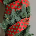 thumbnail image 3 of Northlight Shimmering Red and Green Polka Dot Christmas Wired Craft Ribbon 2.5" x 10 Yards, 3 of 3