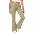 thumbnail image 3 of Afuyipoi Girls Flare Capris Pants Size 5-15 Solid Color High Waist Stretch Casual Sports Leisure Summer Pants for Daily Activities Khaki Size 7, 3 of 9