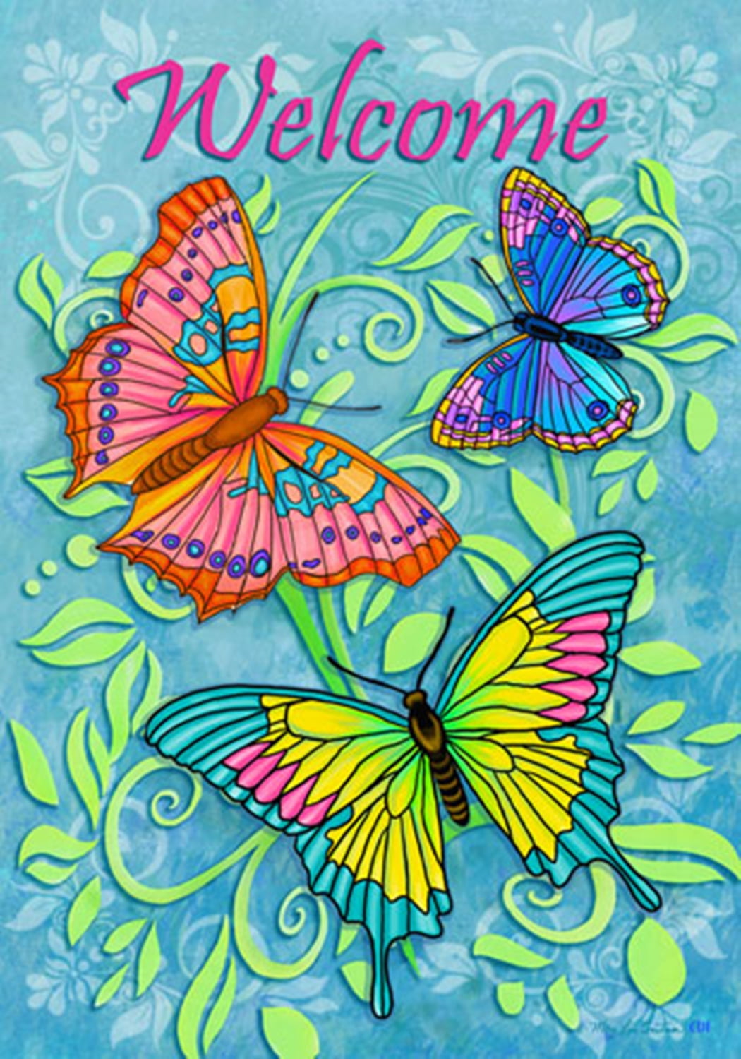 Butterflies /& Flowers Welcome Garden Flag 12/"X18/" Spring~Summer Decorative Flag