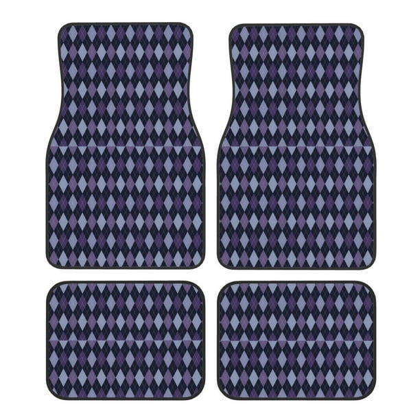 Fotbe Purple and Blue Squares Juego de 4 Tapetes para Auto con Estampado – Alfombrillas de Goma Reforzada, Diseño Antideslizante, Protección para Todo el Año – Vehículos, Autos, Camionetas y SUVs