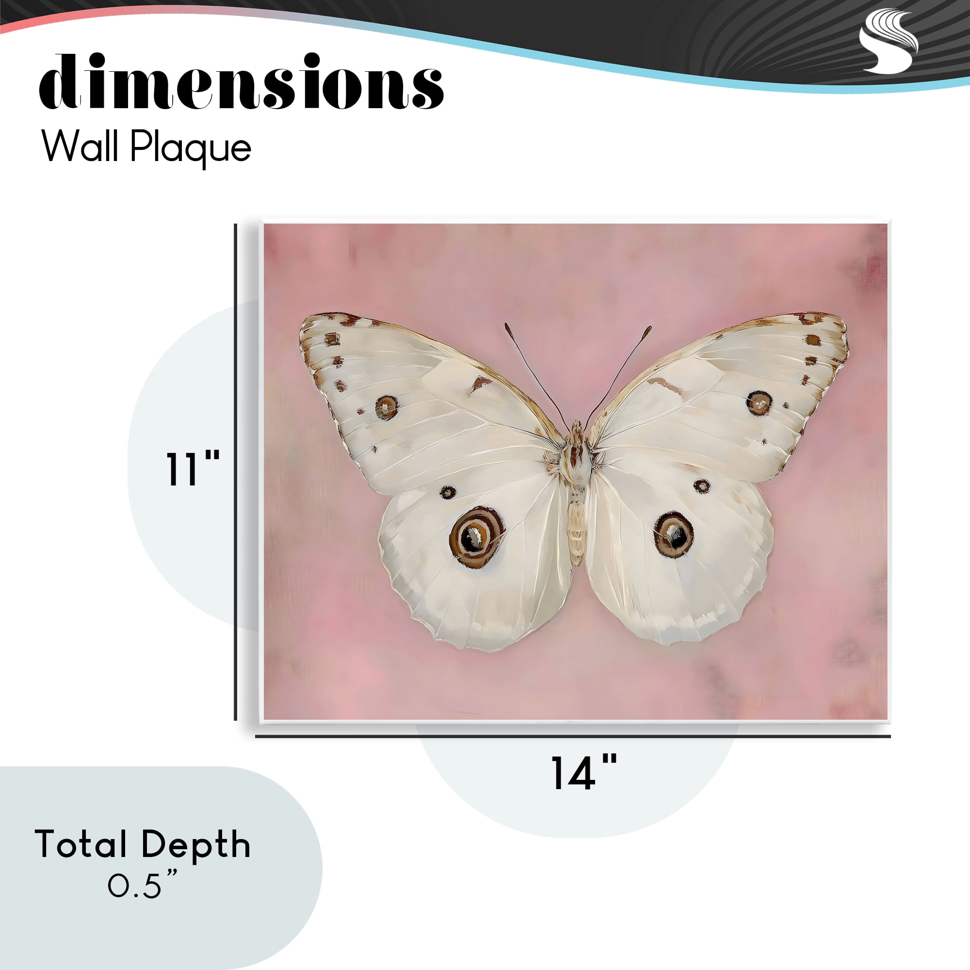 Stupell Industries Gossamer Butterfly on Blush Background Wall Plaque Art, design by Arlington Prints
