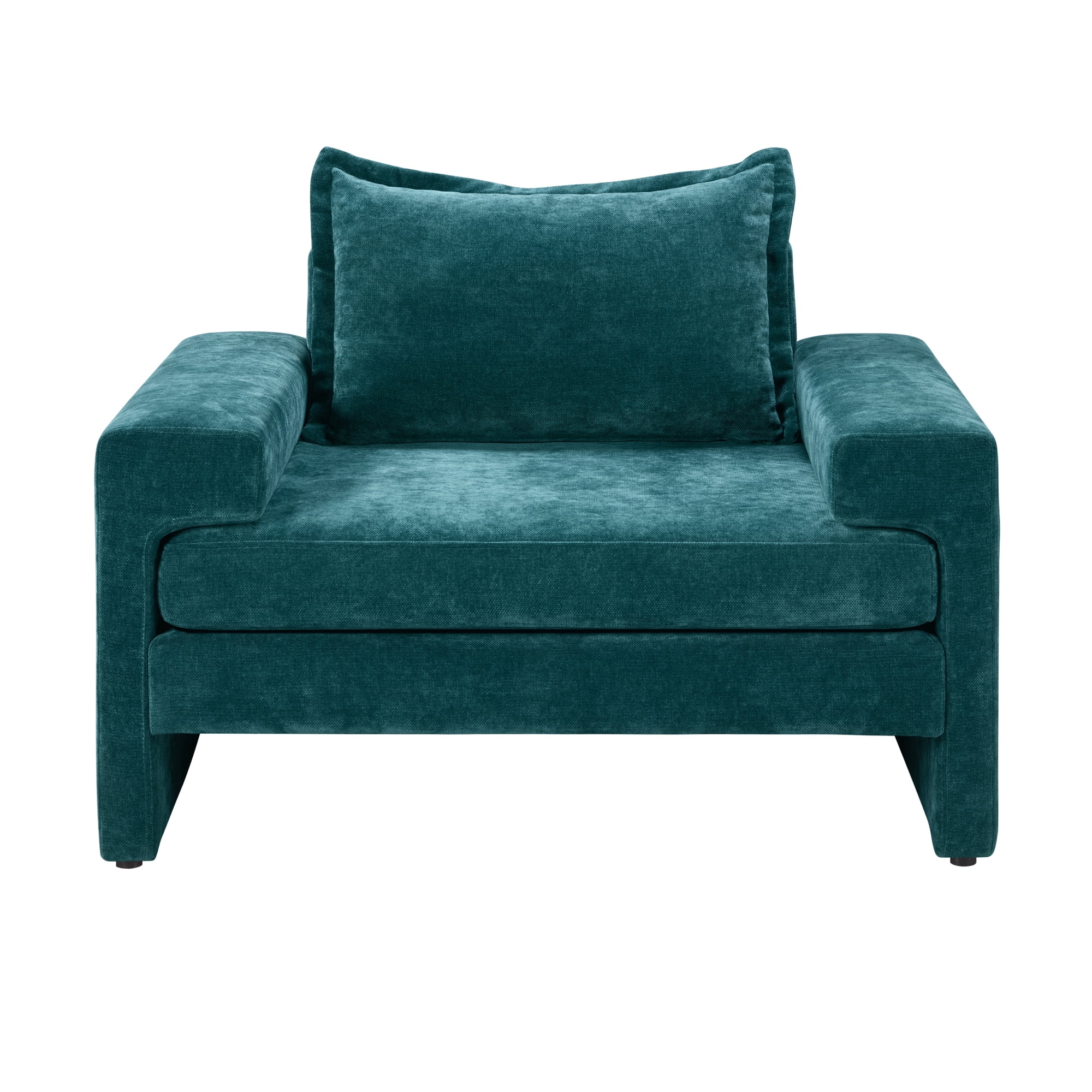 Euroco Chenille Upholstered Armchair 40.9" Accent Chair with Wide Armrests, Thick Cushion, Ergonomic Back Support for Living Room, Bedroom, or Office, Green