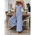 thumbnail image 6 of ZOELNIC Women's Summer Jumpsuit Spaghetti Strap Back Bow Romper, Wide Leg Vacation Outfit, Casual Resort Wear One Piece for Beach & Travel, 2XL, 6 of 8