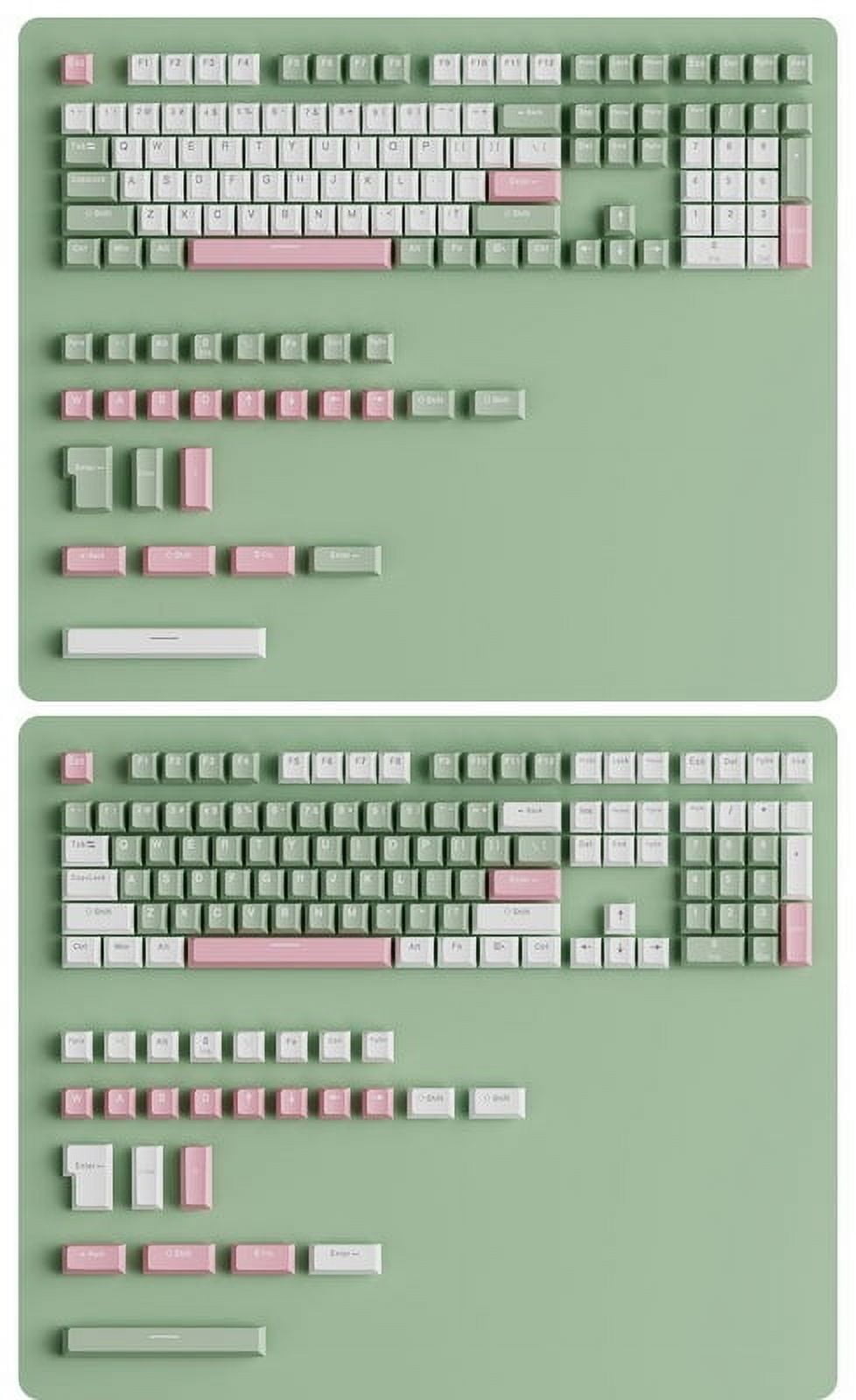 New 134 keys Lotus PBT OEM keycaps ersonalized girls Key cap set green White pink for MX switch gaming mechanical keyboard