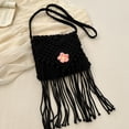 thumbnail image 3 of Monedero de ganchillo bohemio para mujer con borla bolso de hombro de playa de verano (negro), 3 of 9