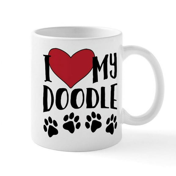 CafePress - I Love My Doodle - 11 oz Ceramic Mug - Novelty Coffee Tea Cup