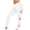 thumbnail image 2 of DDAPJ pyju Breast Cancer Awareness Leggings for Women High Waisted Stretch Yoga Running Pants Ribbon Heart Printed Casual Workout Tights Buttery Soft Milk Silk Legging 90% off Clearance Sale White L, 2 of 5