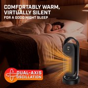 Handy Heater 3D Heat Tower 1500W Oscillating Space Heater with Remote, Adjustable Thermostat and Timer, Black