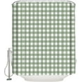 thumbnail image 2 of QueenKer Shower Curtain Sage Green Buffalo Plaid Waterproof Fabric Shower Curtain Set with 12 Hooks, Bathroom Curtains for Farmhouse Home Hotel Holiday Decor, 66" W x 72" L, 2 of 9