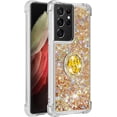 thumbnail image 6 of Samsung Galaxy S21 Ultra 5G 6.8" Case,Creativity Clear Quicksand Glitter Flowing Liquid Floating Soft TPU Case w/Stand Bling Diamond Sparkle Phone Cover for Galaxy S21 Ultra  Colorful Gold, 6 of 14