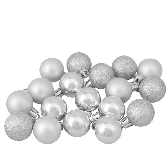 18ct Silver Splendor Shatterproof 4-Finish Christmas Ball Ornaments 1.25" (30mm)