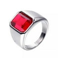 thumbnail image 4 of 13.5mm Mens Black Red Square Cut Zircon Band 316L Stainless Steel Ring Size 7-13, 4 of 6