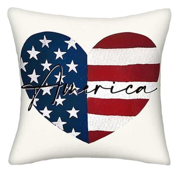 Qocolhg Independence Day Pillow Covers 18x18 inch, Red White and Blue Star Stripes American Flag Throw Pillows Patriotic Decor Memorial Day Pillowcase Outdoor Decorations Linen Cushion Case for Home