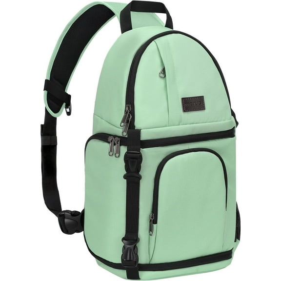 Mosiso Camera Sling Backpack Bag for DSLR/SLR/Mirrorless Cameras (Canon Nikon Sony Pentax) Waterproof Camera Video Backpack for Photographer, Mint Green