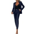 thumbnail image 3 of Women's Two Piece Suits Business Blazer Pant Suit Set Long Sleeve Blazers Straight Pants Office Work Outfit, XXL, 3 of 7