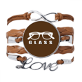 thumbnail image 1 of Gafas conocimiento buena ciencia Pulsera de cuero Negro trenzado pulsera de cuerda de amor Unbranded M, 1 of 3