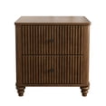 thumbnail image 6 of Fluted Nightstand 2-Piece Set, 21.65 Inch Wide Side Table with 3 Drawers, Mid Century Modern Wood Nightstand with Metal Handles for Bedroom, Living Room, Entryway, Walnut Finish, 6 of 9