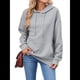 thumbnail image 3 of Sudadera con Capucha para Mujer, Informal, de Larga, con Cordón Ajustable, Estilo Waffle, Holgada, con Bolsillo. Gris L, 3 of 10