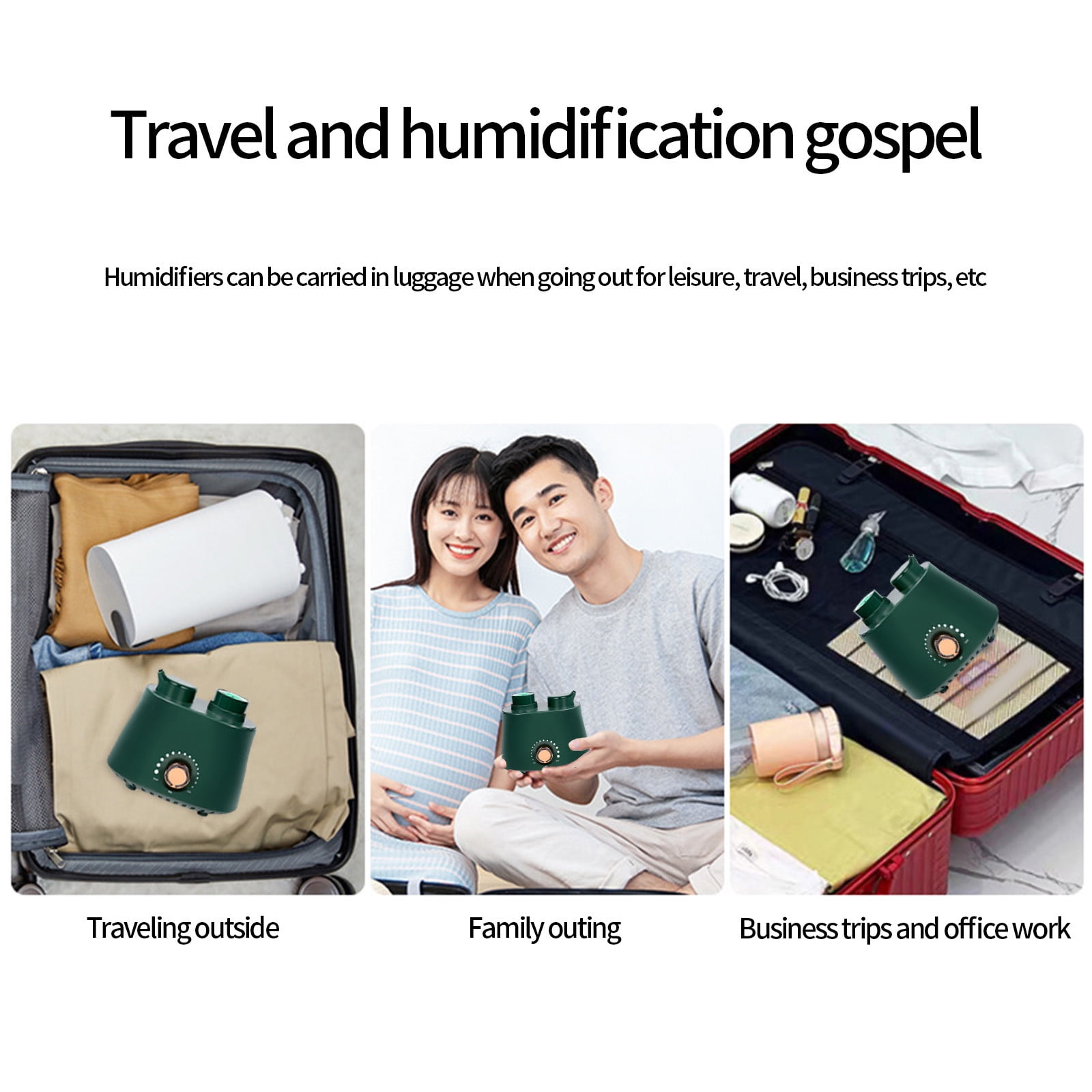 LACKUST Humidifiers for Bedroom,Portable Humidifier Converts Any Bottle, Quiet Travel-Sized, Infinitely Adjustable Spray Volume,Green