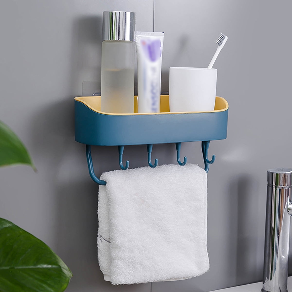 No Drilling Shower Caddy With Self Adhesive Glue Hooks Bathroom Kitchen Storage Shelf Cosmetics Collection Box Wall Powerful Paste Saving Space Bathroom Vanity Dresser Necessaries Walmart Canada