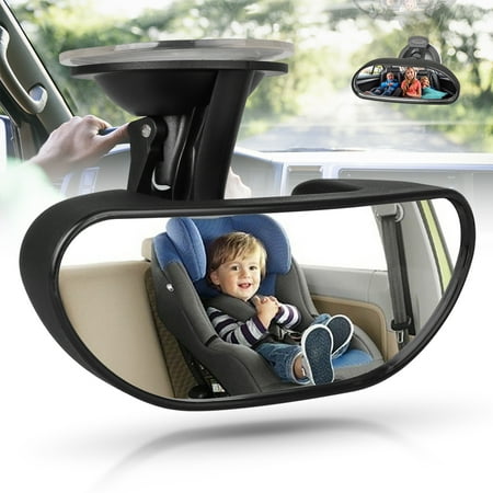 Upgrade Baby Car Backseat Mirror, TSV Rear View Facing Back Seat Mirror 360 Degree Adjustable Strengthen Suction Cup Rearview Wide Angle Convex Mirror for Infant Toddler Child(5.9“