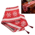 thumbnail image 3 of Nappe de Noël en Coton Chemin de Table Nappe Drapeau de Table Tapis de Table Longue Nappe Carrée Décorations de Restaurant Fournitures (Rouge Flocon de Neige), 3 of 8