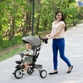 thumbnail image 4 of 6-In-1 Kids Baby Stroller Tricycle Detachable Learning Toy Bike w/ Canopy Gray, 4 of 7