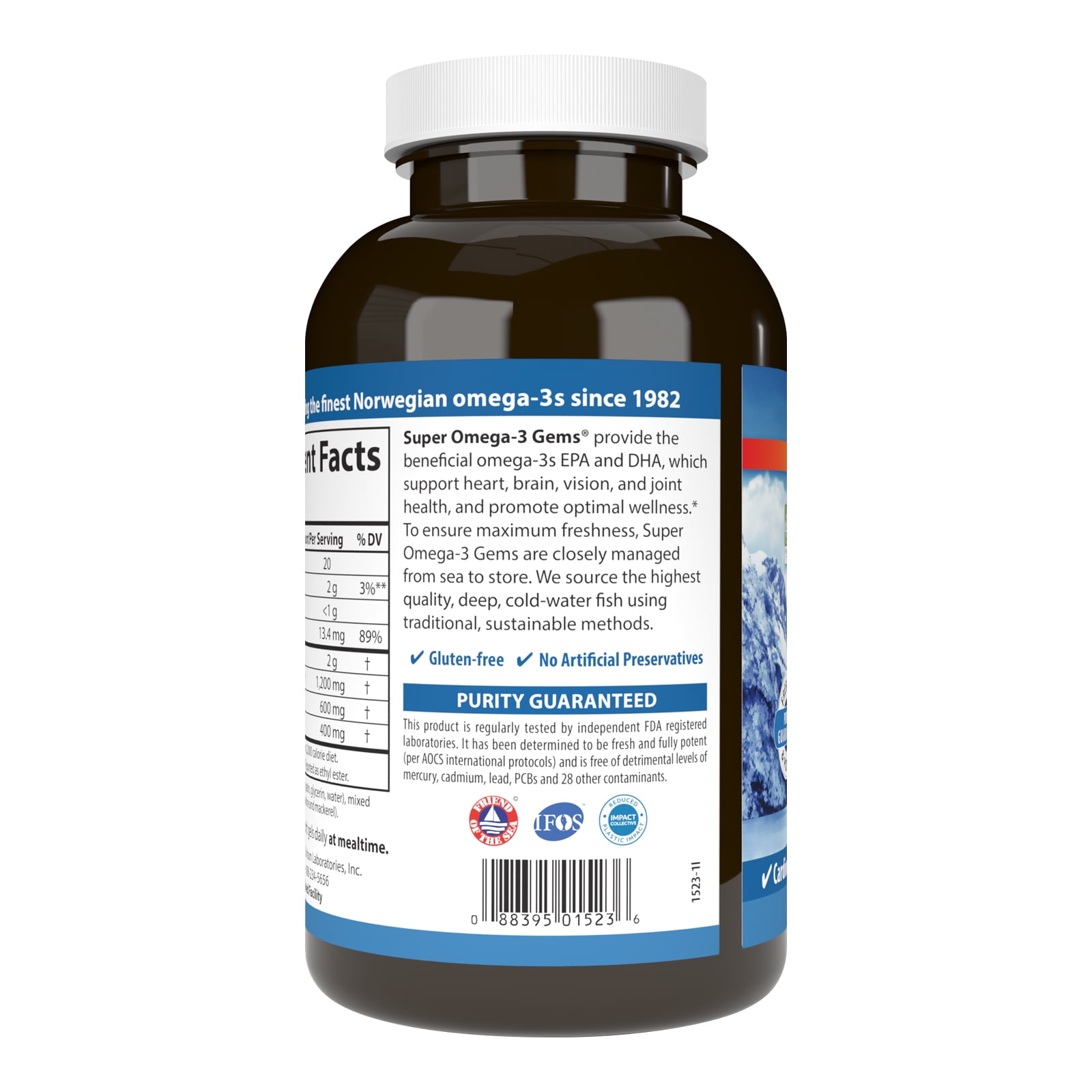 Carlson Labs - Norwegian Super Omega-3 Gems Fish Oil Concentrate 1000 mg. - 300 Softgels