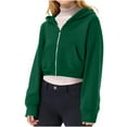thumbnail image 3 of Savings Mwjwdo Zip Up Hoodies for Big Girls Cropped Long Sleeve Sweatshirts Jackets Kids Trendy Y2k Crop Tops Teen Girls Clothes 2025 Green 13 Years, 3 of 9