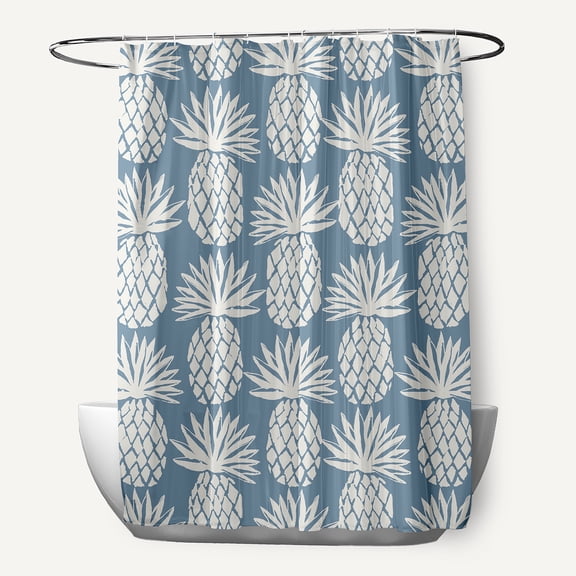Simply Daisy Pineapple Pattern Dusty Smoke 70" W x 73" H Polyester Shower Curtain, Dusty Smoke