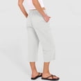 thumbnail image 5 of 2026 Summer Wide Leg Capri Pants for Women Drawstring Elastic Waist Casual Cropped Trousers with Pockets White XXL, 5 of 7