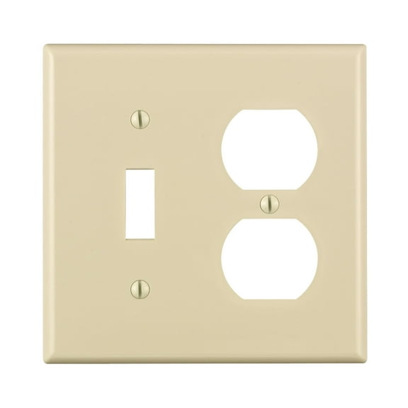 Leviton 80705-A Almond Nylon Two Gang Combination Toggle Switch Duplex Receptacle Wall Plate