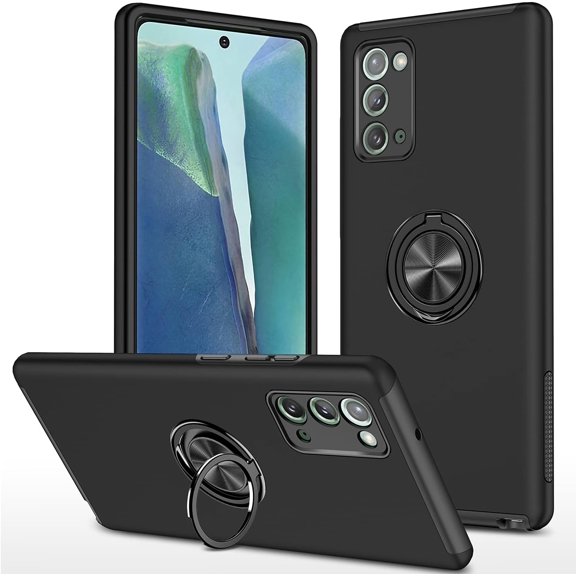 Galaxy Note 20 5G Case for Samsung Note 20 Case Grade Shockproof Built-in Ring Holder Kickstand Car Mount Heavy Duty Protective Case for Galaxy Note 20 Phone Case (Black)