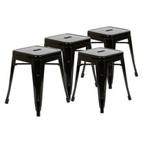 Flash Furniture Kai Backless Metal Dining Stool, Black, Set of 4