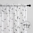 thumbnail image 3 of Leaf Sheer Curtains 84 Inches Long 2 Panels Grey Embroidered Sheer Curtains for Bedroom Light Filtering Neutral Floral Voile Rod Pocket Natural Botanical Faux Linen Drapes, 50x84 Gray on White, 3 of 5