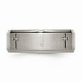 thumbnail image 4 of Titanium Ridged Edge Cross 8mm Brushed and Polished Band Size: 10; for Adults and Teens; for Women and Men, 4 of 7