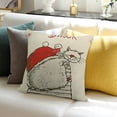 thumbnail image 3 of BANET  Christmas Throw Pillow Cushion Cover, Funny Cat Sleeping with a Hat and Little Hanging Xmas Ornaments Style, Decorative Square Accent Pillow Case 22x22in, 3 of 5