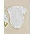 thumbnail image 4 of Baby Girls Boys Romper Bodysuit Solid Color Lapel Short Sleeve Front Button Short Jumpsuit, 4 of 8