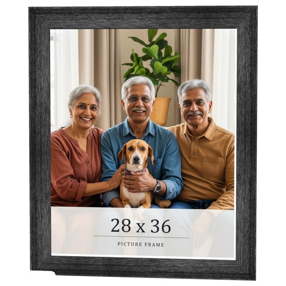 28x36 Frame Black Real Wood Picture Frame Width 1.5 inches | Interior Frame Depth 0.5 inches | Barn