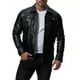 thumbnail image 4 of Chaqueta de motociclista de otoño lavable con agua y cuello vuelto, chaquetas de piel sintética negras, 4 of 5