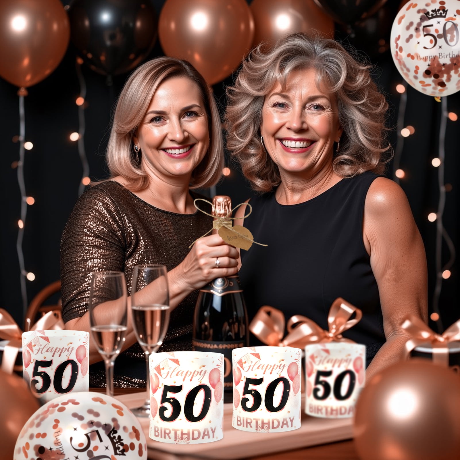 Easy Joy 50th Birthday Decorations for Women Pink and Gold Happy Birthday Banner and Balloon Over the Hill Decor for Women Birthday Decorations