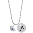 thumbnail image 1 of Delight Jewelry Silvertone Little Bird Initial - H - Silvertone Script Initial Disc - M - Charm Necklace, 20"+3", 1 of 4