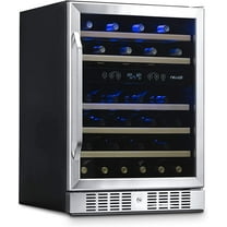Restored Newair 24 inch 46 Bottle Wine Cooler Refrigerator, Built-in Dual Zone Wine Fridge in Stainless Steel (Refurbished)