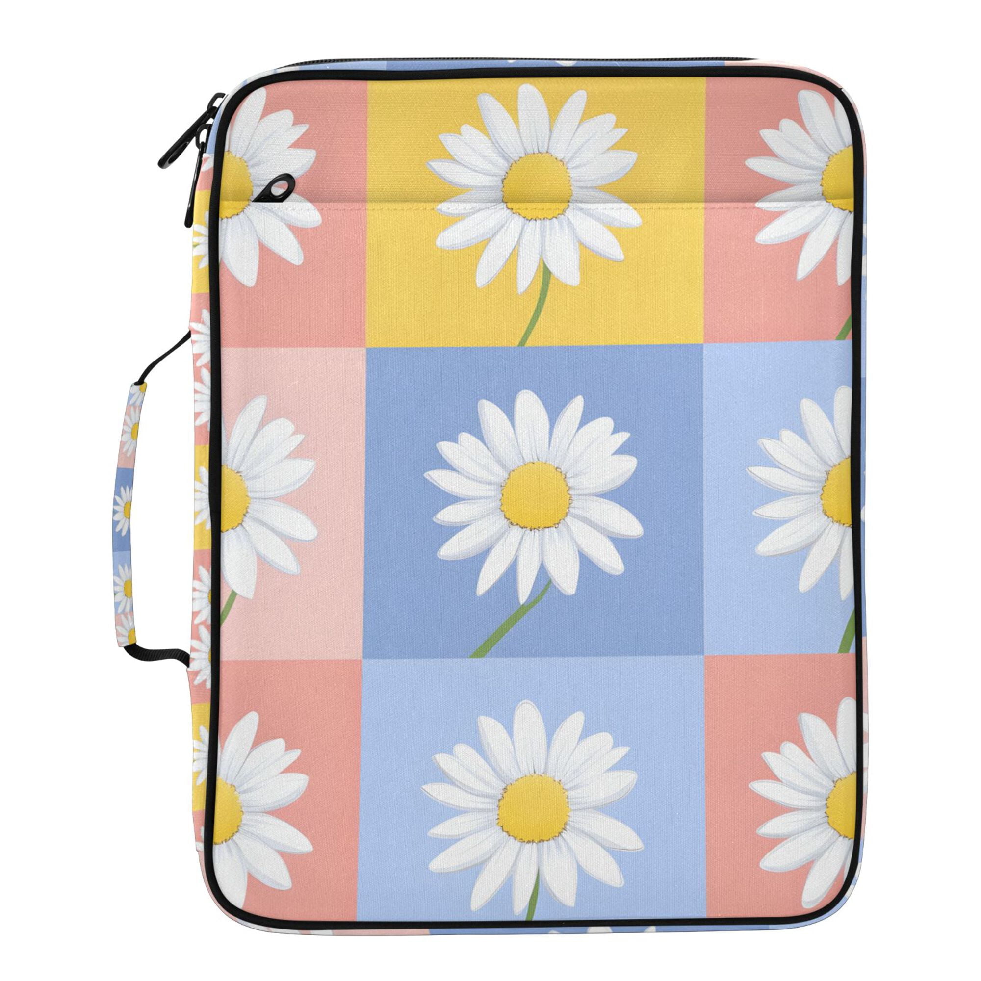 FORMRS Accordion File Folder A4 Size 7-Pocket Expanding Document Organizer Bag with 3 Ring Binder, Light Blue Daisy