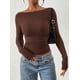 thumbnail image 3 of Remera PRETTYGARDEN Marrón Otoño 2025 Crop Top Fruncido XS, 3 of 8