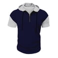 thumbnail image 4 of Fabrcox Hoodies for Men Quarter Zip Short Sleeve Lightweight Sweatshirt Mens Drawstring Outdoor Running Loose Color Block Men Tops, 4 of 8